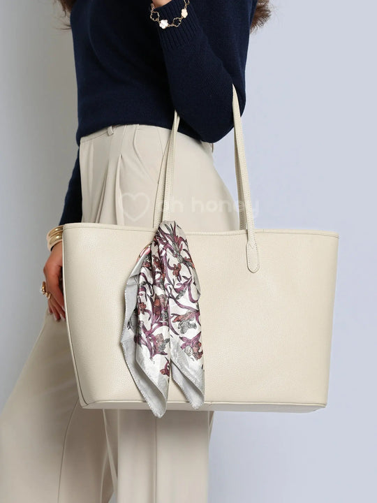 Torebka Shopper Skóra Naturalna Duża Jasny Beż LAUREN ohhoney