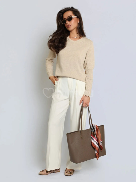 Torebka Shopper Skóra Naturalna Duża Ciemny Taupe LAUREN ohhoney