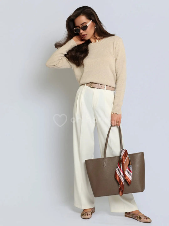 Torebka Shopper Skóra Naturalna Duża Ciemny Taupe LAUREN ohhoney