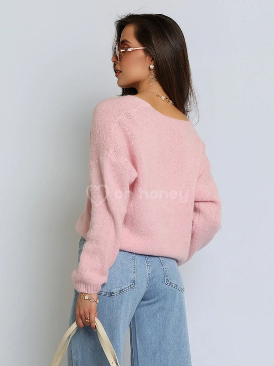 Sweter Kardigan z Baby Alpaką Różowy LEO ohhoney