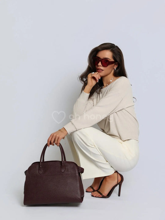 Torebka Shopper Skóra Naturalna Duża Burgund EMMA ohhoney