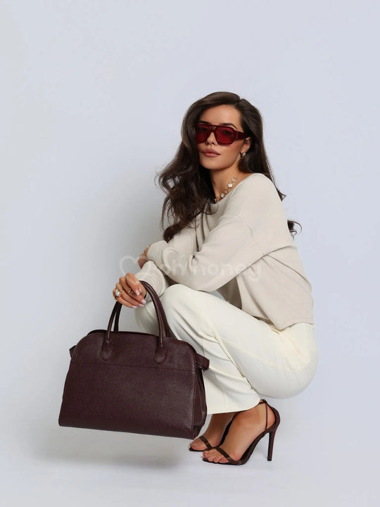 Torebka Shopper Skóra Naturalna Duża Burgund EMMA ohhoney