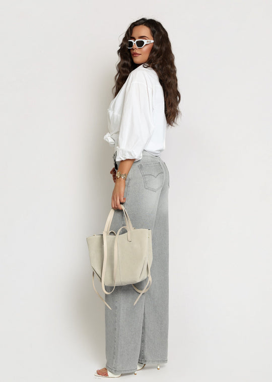 Spodnie Jeansowe Wide Leg Szare MASON