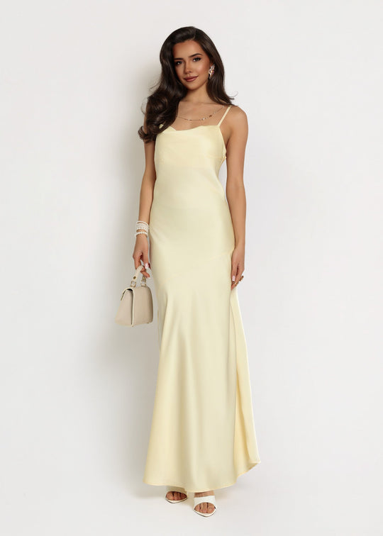 Sukienka Satynowa z Wiskozą Butter Yellow LILEN