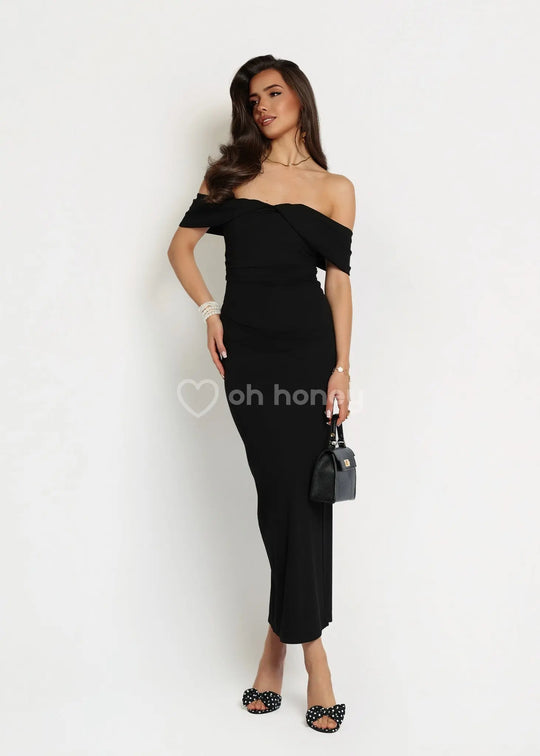 Sukienka Maxi Elegancka z Wiskozą Czarna JANE ohhoney
