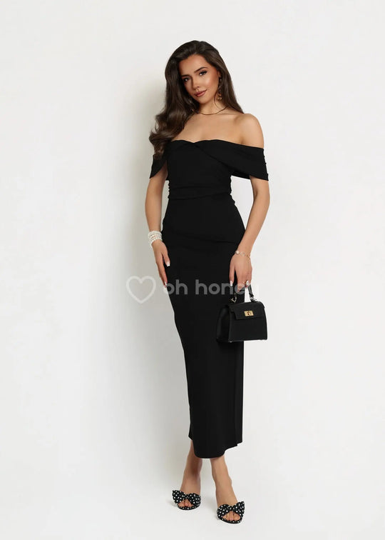 Sukienka Maxi Elegancka z Wiskozą Czarna JANE ohhoney