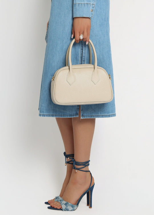 MERIDA – Torebka kuferek ze skóry naturalnej · jasny beż