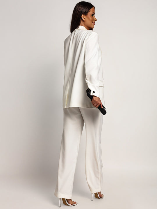Elegant High Waisted Trousers White ASTORIA