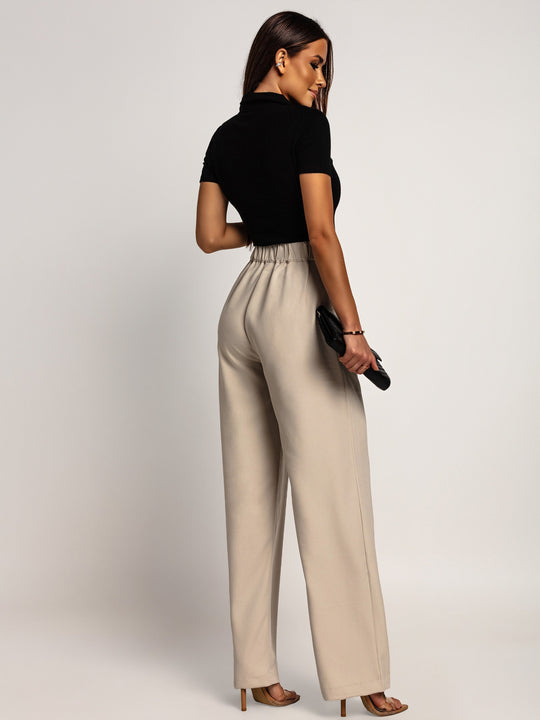 Elegant High-Waisted Beige Trousers ASTORIA II
