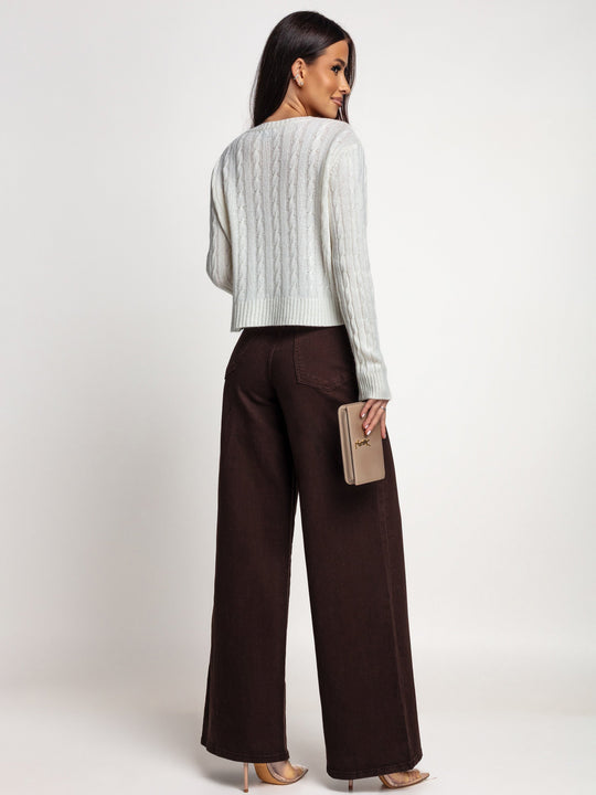 Sweter z Wełną i Kaszmirem Ecru PORTER
