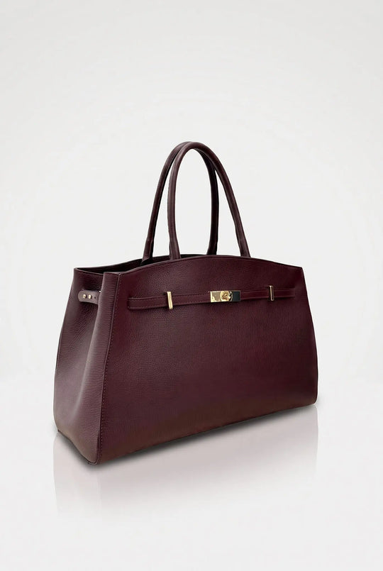 Torebka Shopper ze Skóry Naturalnej Burgund MAXI MADAM ohhoney