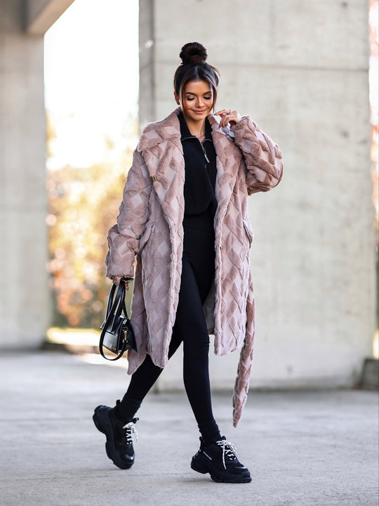 Beige ROBBI Faux Fur Coat