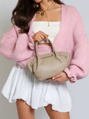 Torebka na Ramię Skóra Naturalna Beżowa AMELKA