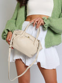 Torebka na Ramię Skóra Naturalna Jasny Beż AMELKA