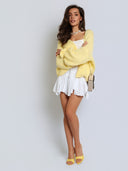 Sweter Kardigan z Wełną i Kid Moherem Żółty LITTLE BELL