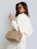 Torebka na Ramię Skóra Naturalna Beżowa CAMILA