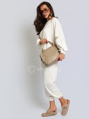 Torebka na Ramię Skóra Naturalna Beżowa CAMILA