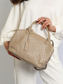 Torebka na Ramię Skóra Naturalna Beżowa CAMILA