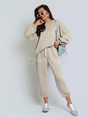 Komplet Dresowy z Wiskozą Beżowy BUTTER