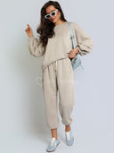 Komplet Dresowy z Wiskozą Beżowy BUTTER