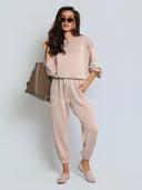 Komplet Dresowy z Wiskozą Róż Nude BUTTER