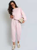 Komplet Dresowy z Wiskozą Różowy BUTTER