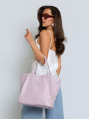 Torebka Shopper Skóra Naturalna Duża Liliowa JULIET