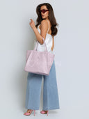 Torebka Shopper Skóra Naturalna Duża Liliowa JULIET