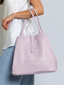 Torebka Shopper Skóra Naturalna Duża Liliowa JULIET