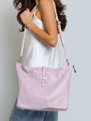 Torebka Shopper Skóra Naturalna Duża Liliowa JULIET