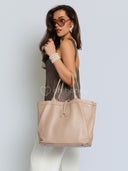 Torebka Shopper Skóra Naturalna Duża Róż Nude JULIET