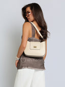 Torebka na Ramię Skóra Naturalna Jasny Beż BIANEL