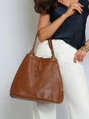 Torebka Shopper Skóra Naturalna Duża Ciemny Karmel JULIET