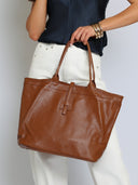 Torebka Shopper Skóra Naturalna Duża Ciemny Karmel JULIET