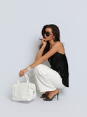 Torebka na Ramię Skóra Naturalna Biała CAMILA