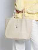 Torebka Shopper Skóra Naturalna Duża Jasny Beż JULIET