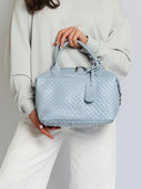 Torebka na Ramię Skóra Naturalna Błękitna CAMILA