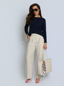 Sweter z Kaszmirem i Wełną Granatowy CLASSY KNIT