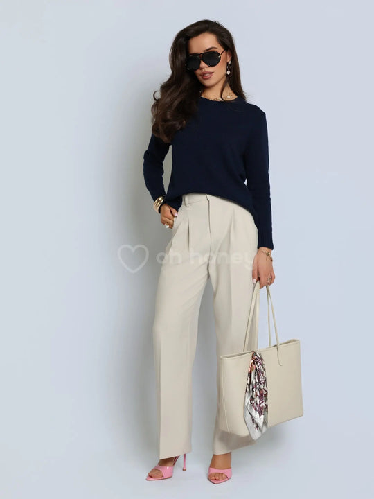 Sweter z Kaszmirem i Wełną Granatowy CLASSY KNIT ohhoney