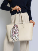 Torebka Shopper Skóra Naturalna Duża Jasny Beż LAUREN