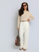 Sweter z Kaszmirem i Wełną Beżowy CLASSY KNIT