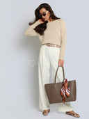 Sweter z Kaszmirem i Wełną Beżowy CLASSY KNIT
