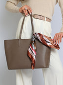 Torebka Shopper Skóra Naturalna Duża Ciemny Taupe LAUREN