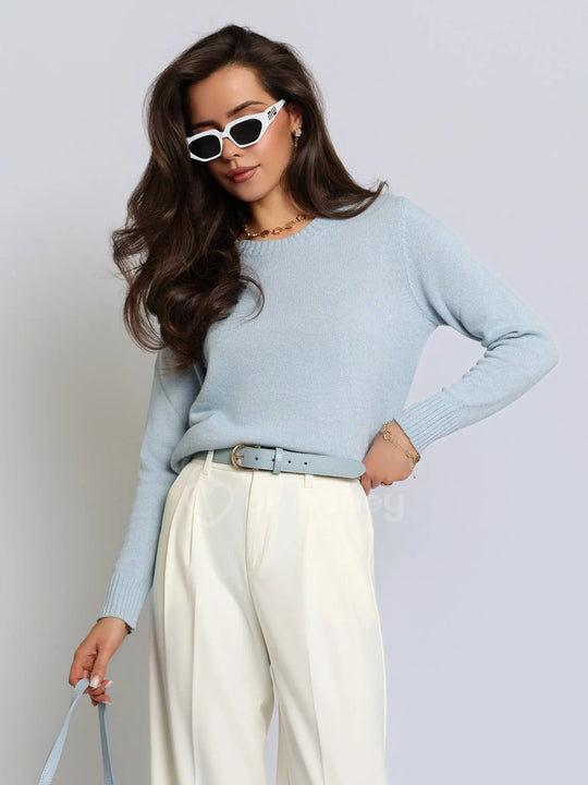 Sweter z Kaszmirem i Wełną Błękitny CLASSY KNIT ohhoney