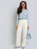 Sweter z Kaszmirem i Wełną Błękitny CLASSY KNIT