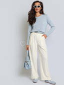 Sweter z Kaszmirem i Wełną Błękitny CLASSY KNIT