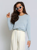 Sweter z Kaszmirem i Wełną Błękitny CLASSY KNIT