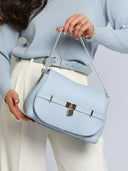 Torebka na Ramię Skóra Naturalna Błękitna SOFI