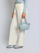 Torebka na Ramię Skóra Naturalna Błękitna AMELKA