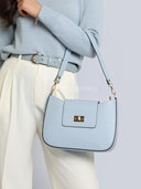 Torebka na Ramię Skóra Naturalna Błękitna BIANEL